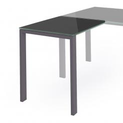 Rocada ala para mesa de oficina serie total 100x60 antracita/  cristal negro