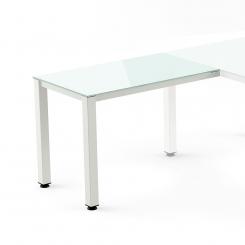 Rocada ala para mesa serie executive 100x60 blanco/cristal blanco (precio solo para el ala, la mesa principal se compra aparte)