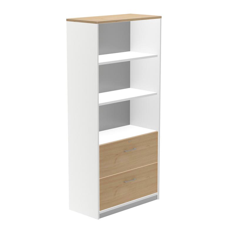 rocada-armario-alto-carpetero-195x90x45-estructura-blanca-frontales-roble