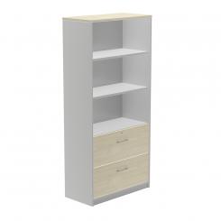 Rocada armario alto carpetero 195x90x45 estructura gris/frontales haya