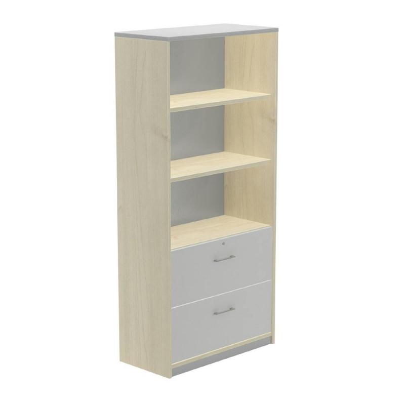 Rocada armario alto carpetero 195x90x45 estructura gris/frontales haya