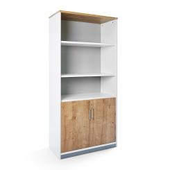 Rocada armario alto con puertas bajas 195x90x45 estructura blanca/puertas roble