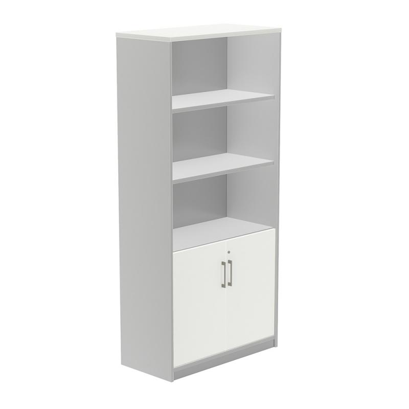 rocada-armario-alto-con-puertas-bajas-195x90x45-estructura-gris-puertas-blanco