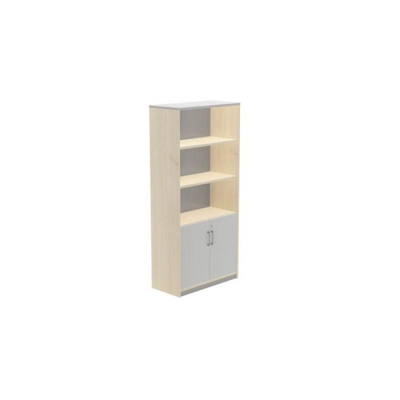 Rocada armario alto con puertas bajas 195x90x45 estructura gris/puertas roble