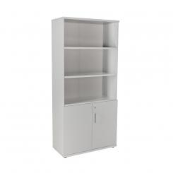 ROCADA armario de melamina estantería alto puertas bajas 195X90X45 Estructura Gris/Puertas Gris