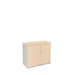 ROCADA armario de melamina estantería bajo con puertas 78X90X45 Estructura Gris/Puertas Haya