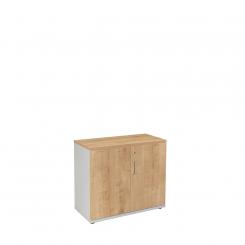 ROCADA armario de melamina estantería bajo con puertas 78X90X45 Estructura Gris/Puertas Roble