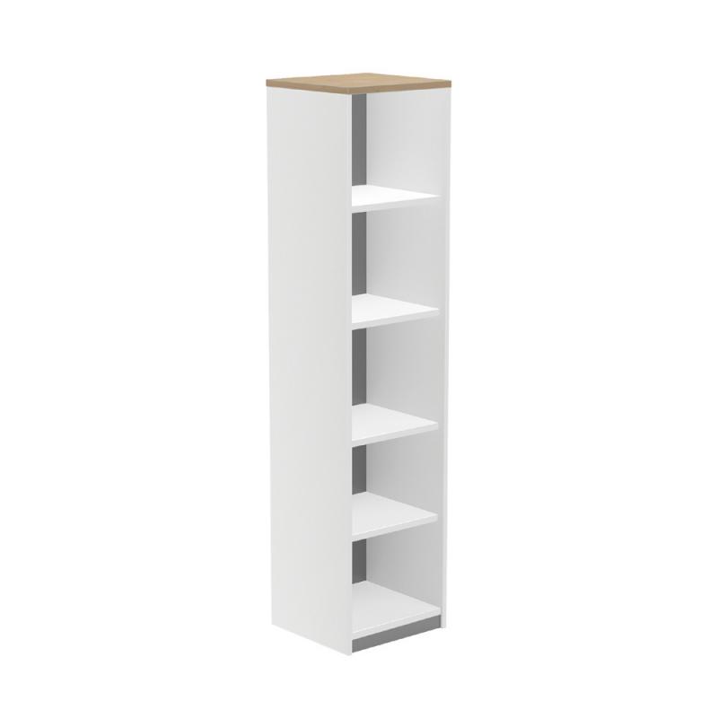 rocada-armario-estanteria-alto-sin-puertas-195x45x45-estructura-blanca-tapa-roble