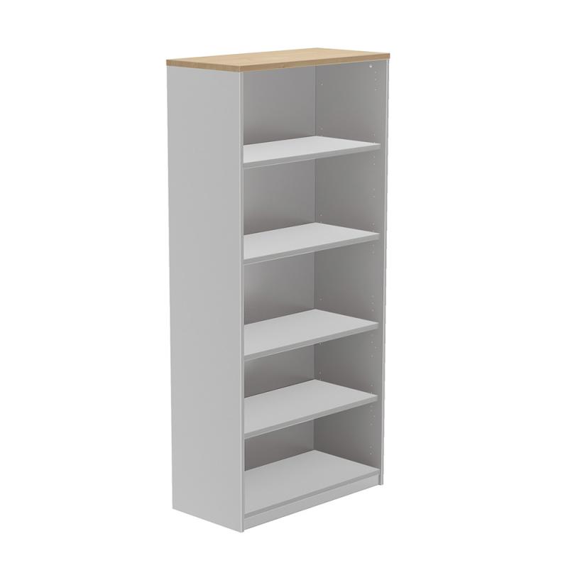 rocada-armario-estanteria-alto-sin-puertas-195x90x45-estructura-gris-tapa-roble