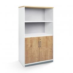 Rocada armario medio con puertas bajas 156x90x45 estructura blanca/puertas roble