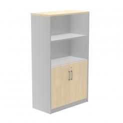 Rocada armario medio con puertas bajas 156x90x45 estructura gris/puertas haya