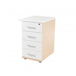 Rocada cajonera buck 4 cajones. laterales haya / techo + frente blanco