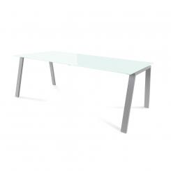ROCADA Kit Mesa Blanca 200X100 Aluminio/ Cristal Blanco