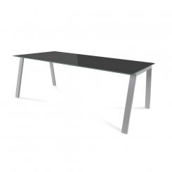 ROCADA Kit Mesa Blanca 200X100 Aluminio/ Cristal Negro