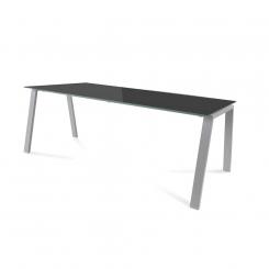 ROCADA Kit Mesa Blanca 200X80 Aluminio/ Cristal Negro
