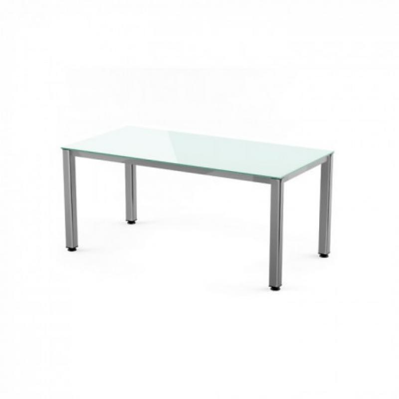 ROCADA Kit Mesa Executive 140X80 Cromado / Cristal Blanco