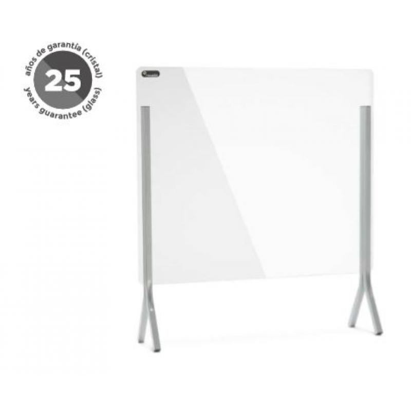 ROCADA Mampara De Cristal Templado 4Mm De Sobremesa Pies Metálicos Triangulares 85X70X26Cm Con Ventana De 43X20Cm