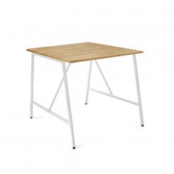 ROCADA Mesa Alta Stand 120X120 Estructura Blanca / Tablero Roble