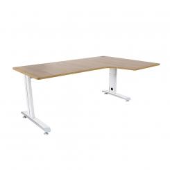 Rocada mesa de oficina ajustable en altura serie metal con forma L derecha 180x120 aluminio / haya