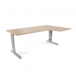 Rocada mesa de oficina ajustable en altura serie metal con forma L izquierda 180x120 aluminio / haya