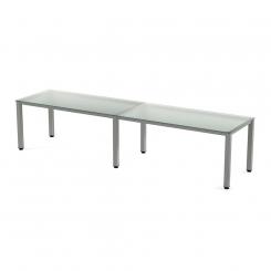 Rocada mesa de oficina cuádruple ( 4 puestos) serie executive 163x360 aluminio / cristal blanco