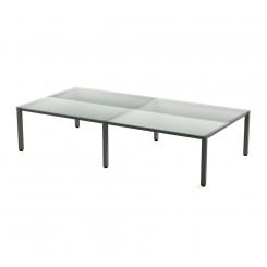 Rocada mesa de oficina cuádruple ( 4 puestos) serie executive 163x360 antracita / cristal