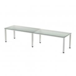 Rocada mesa de oficina cuádruple ( 4 puestos) serie executive 163x360 blanco / cristal negro