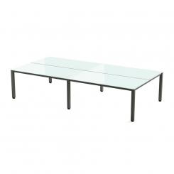 Rocada mesa de oficina cuádruple ( 4 puestos) serie executive 360x163 aluminio / blanco