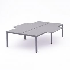 Rocada mesa de oficina cuádruple (4 puestos) serie executive con forma de L 320x163x220 aluminio / gris