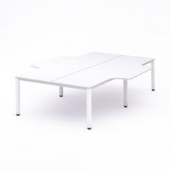Rocada mesa de oficina cuádruple (4 puestos) serie executive con forma de L 320x163x220 blanco / blanco