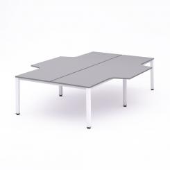 Rocada mesa de oficina cuádruple (4 puestos) serie executive con forma de L 320x163x220 blanco / gris