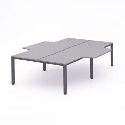 Rocada mesa de oficina cuádruple (4 puestos) serie executive con forma de L 360x163x220 antracita / gris