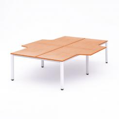 Rocada mesa de oficina cuádruple (4 puestos) serie executive con forma de L 360x163x220 blanco / haya. DISPONIBLE EN DISTINTOS ACABADOS. CONSÚLTANOS TODAS LAS OPCIONES DISPONIBLES.