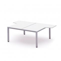 Rocada mesa de oficina doble (2 puestos) serie executive con forma de L 160x163x220 aluminio / blanco