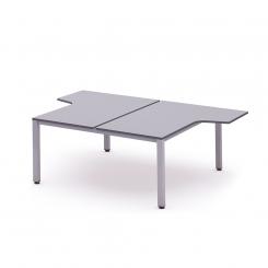 Rocada mesa de oficina doble (2 puestos) serie executive con forma de L 160x163x220 aluminio / gris