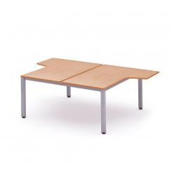 Rocada mesa de oficina doble (2 puestos) serie executive con forma de L 160x163x220 aluminio / haya