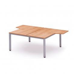 Rocada mesa de oficina doble (2 puestos) serie executive con forma de L 160x163x220 aluminio / roble