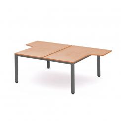 Rocada mesa de oficina doble (2 puestos) serie executive con forma de L 160x163x220 antracita / haya