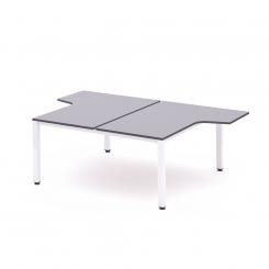 Rocada mesa de oficina doble (2 puestos) serie executive con forma de L 160x163x220 blanco / gris