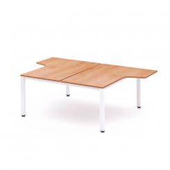 Rocada mesa de oficina doble (2 puestos) serie executive con forma de L 160x163x220 blanco / roble