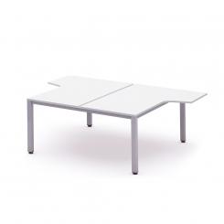 Rocada mesa de oficina doble (2 puestos) serie executive con forma de L 180x163x220 aluminio / blanco