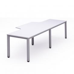 Rocada mesa de oficina doble (2 puestos) serie executive con forma de L 320x110x80  aluminio / blanco