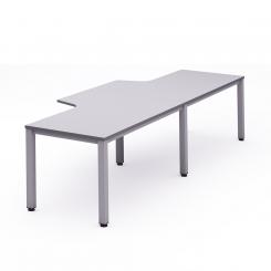 Rocada mesa de oficina doble (2 puestos) serie executive con forma de L 320x110x80  aluminio / gris