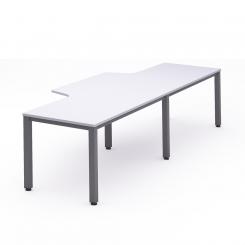 Rocada mesa de oficina doble (2 puestos) serie executive con forma de L 320x110x80  antracita / blanco