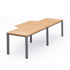 Rocada mesa de oficina doble (2 puestos) serie executive con forma de L 320x110x80 antracita / haya