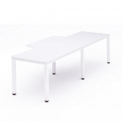 Rocada mesa de oficina doble (2 puestos) serie executive con forma de L 320x110x80  blanco / blanco