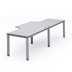 Rocada mesa de oficina doble (2 puestos) serie executive con forma de L 360x110x80 aluminio / gris