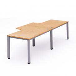Rocada mesa de oficina doble (2 puestos) serie executive con forma de L 360x110x80 aluminio / haya