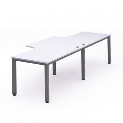 Rocada mesa de oficina doble (2 puestos) serie executive con forma de L 360x110x80 antracita / blanco