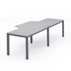 Rocada mesa de oficina doble (2 puestos) serie executive con forma de L 360x110x80 antracita / gris